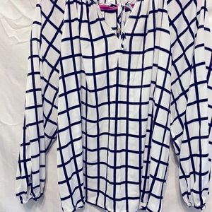 Long sleeve black/white stripe blouse
